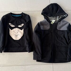 Kids Black Hero Face Shirt and Jacket Set